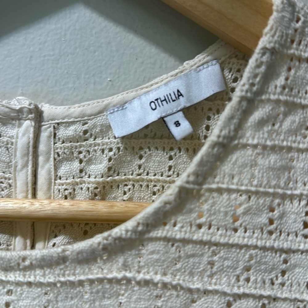 Anthropologie Cream Puff Sleeve Mini Dress - Picture 2 of 3